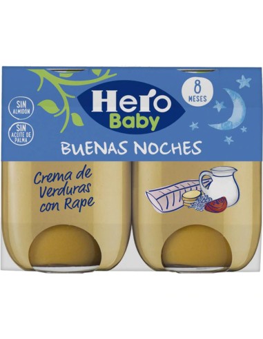 HERO BABY B.NOCHES CREMA VERDURA RAPE 2X190GRS.